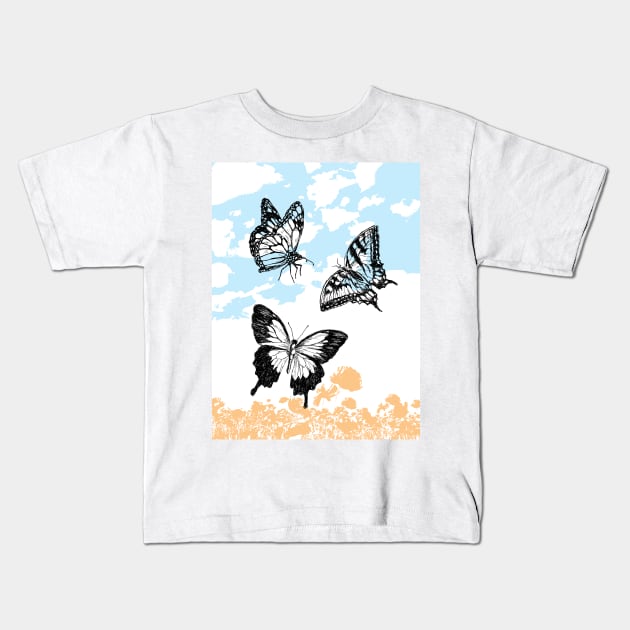 Butterflies print Kids T-Shirt by rachelsfinelines